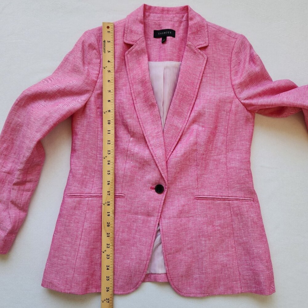 Talbots Pink Linen Blazer Jacket Single Button Lightweight Summer Office Work - Picture 10 of 10